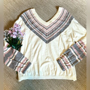 Promesa NWT Striped V-Neck Sweater - Small
